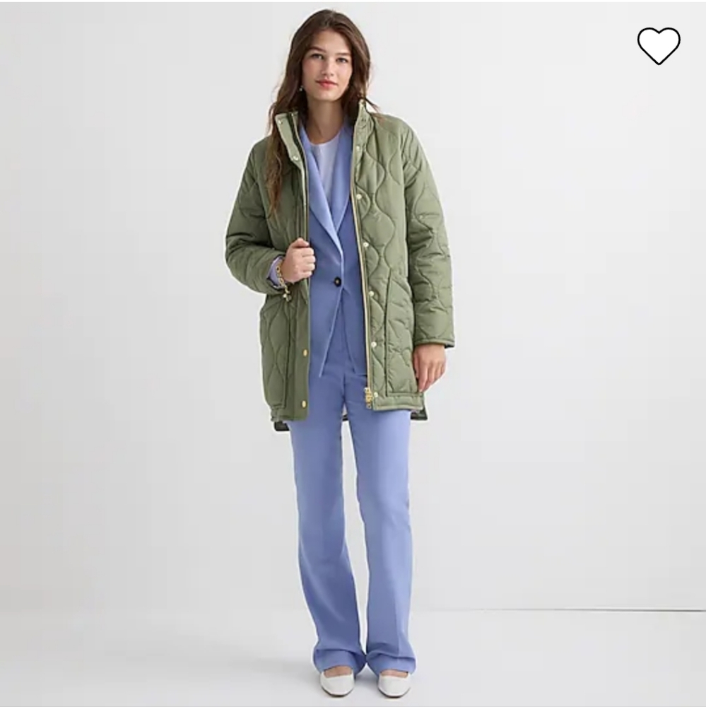 New quilted cocoon puffer coat - J. Crew NWT! Color-General Surplus (olivegreen)
